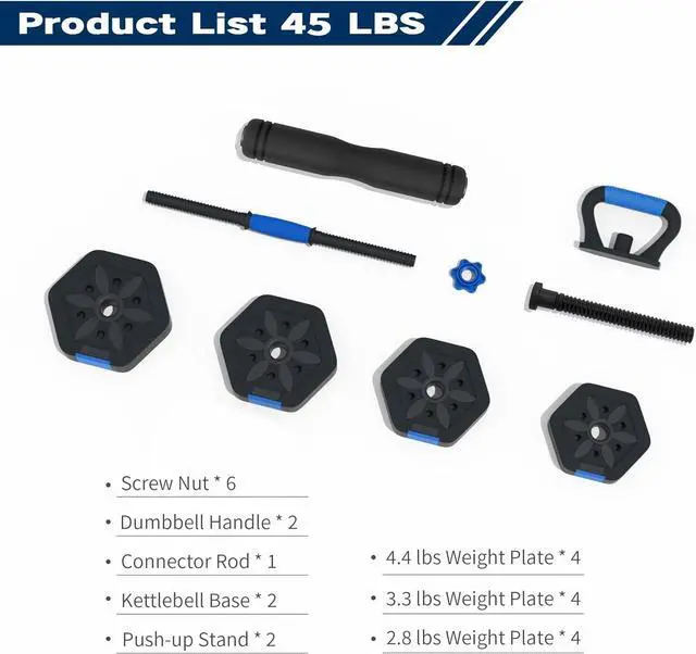 Alt view image 2 of 7 - VIVITORY Adjustable Dumbbell Set, 25/35/45/55/65/75 lbs Free Weights