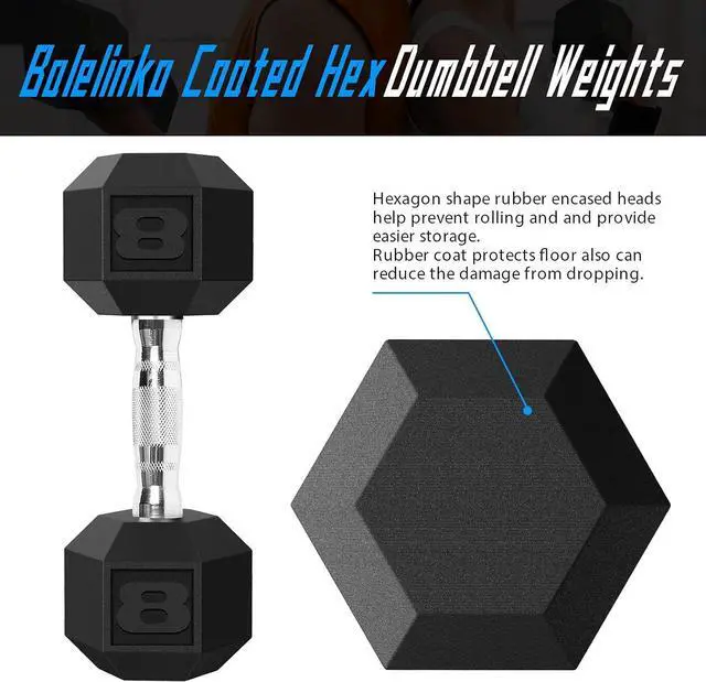 Alt view image 2 of 6 - Balelinko Rubber Grip Encased Dumbbell Cast Iron Weight with Anti-Slip Handle Dumbbell -Strength Training Equipment - Home Gym Accessories - Full Body Workout - Muscle Building
