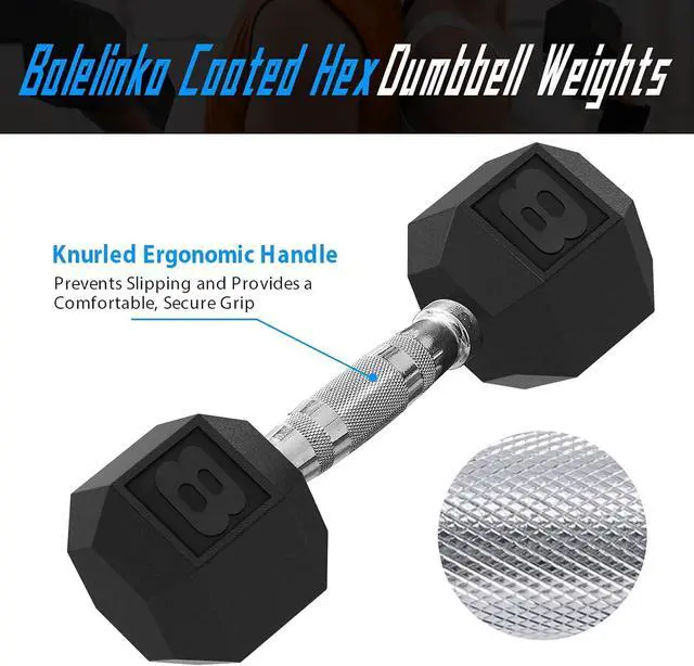 Alt view image 3 of 6 - Balelinko Rubber Grip Encased Dumbbell Cast Iron Weight with Anti-Slip Handle Dumbbell -Strength Training Equipment - Home Gym Accessories - Full Body Workout - Muscle Building
