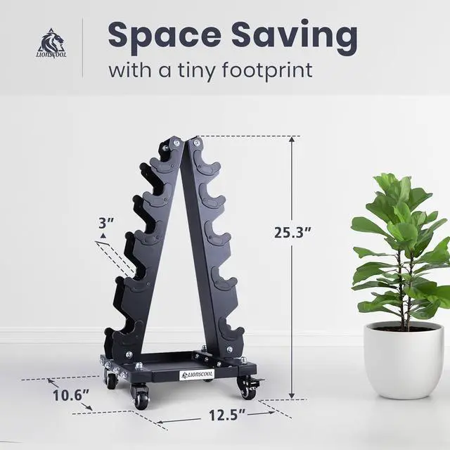 Alt view image 6 of 7 - LIONSCOOL Premium Solid Dumbbell Rack Stand Only, A-Frame Portable Weight Storage Organizer with Optional Tray and Wheels, Perfect for Home Gym Fitness Storage (20LBS-700LBS Weight Capacity Available)