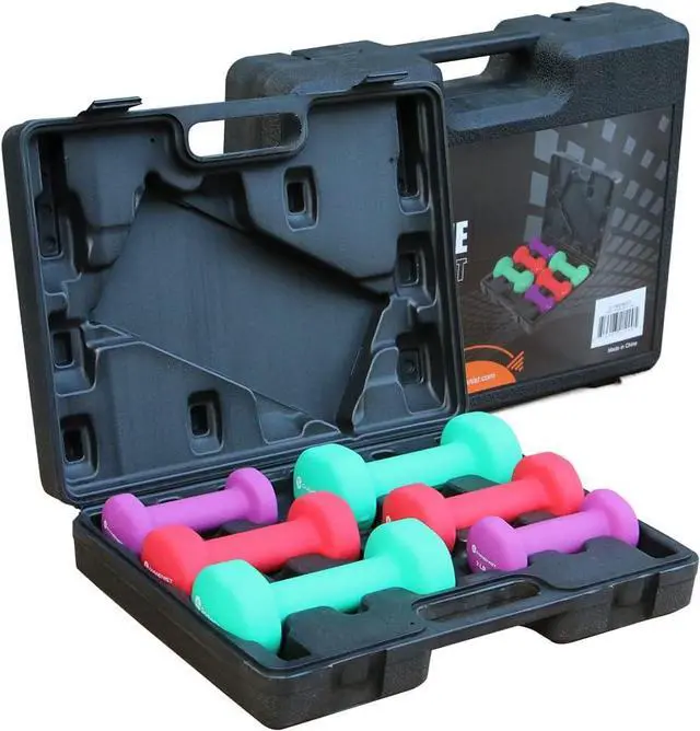 Main image of Gymenist Dumbbell Set With Hard Plastic Case Includes 3 Pairs And A Hard Travel Carry Storage Case