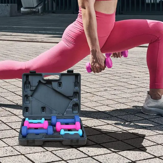 Alt view image 5 of 6 - Gymenist Dumbbell Set With Hard Plastic Case Includes 3 Pairs And A Hard Travel Carry Storage Case