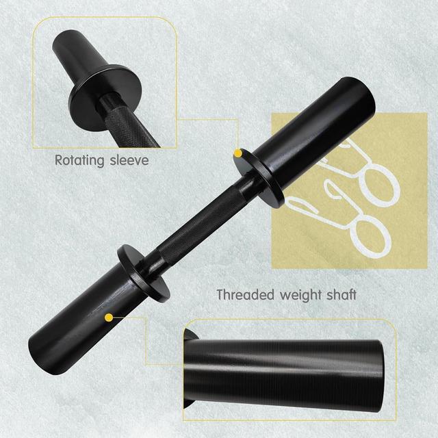 Alt view image 2 of 6 - 16" Olympic Dumbbell Handles, Loadable Dumbbells Bar Sets (150LBS Weight Capacity), Compatible with 2 Standard Plates, 2 Pair of Spring Collars Included
