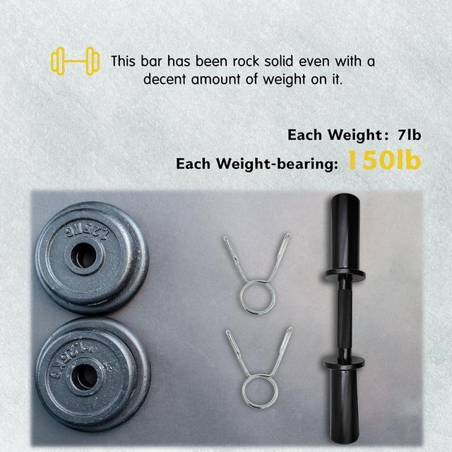 Alt view image 3 of 6 - 16" Olympic Dumbbell Handles, Loadable Dumbbells Bar Sets (150LBS Weight Capacity), Compatible with 2 Standard Plates, 2 Pair of Spring Collars Included