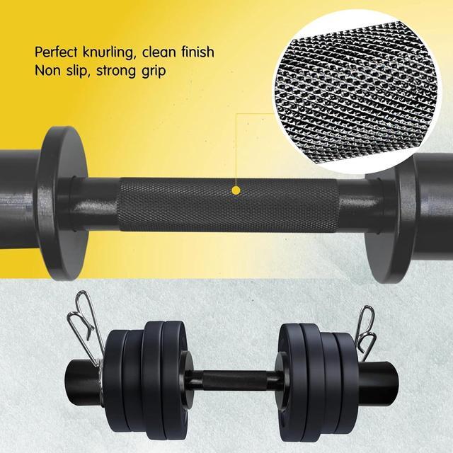 Alt view image 4 of 6 - 16" Olympic Dumbbell Handles, Loadable Dumbbells Bar Sets (150LBS Weight Capacity), Compatible with 2 Standard Plates, 2 Pair of Spring Collars Included