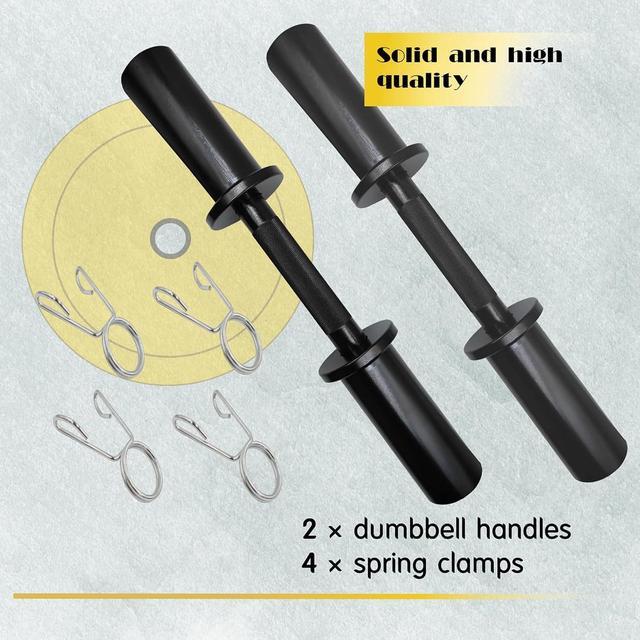 Alt view image 6 of 6 - 16" Olympic Dumbbell Handles, Loadable Dumbbells Bar Sets (150LBS Weight Capacity), Compatible with 2 Standard Plates, 2 Pair of Spring Collars Included