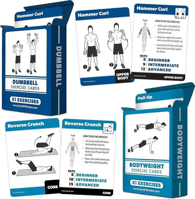 Main image of 2 Pack - Bodyweight & Dumbbell Fitness Workout Cards - Over 100 Exercises