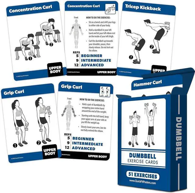 Alt view image 2 of 7 - 2 Pack - Bodyweight & Dumbbell Fitness Workout Cards - Over 100 Exercises