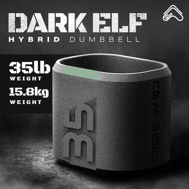 Alt view image 2 of 7 - Tribe WOD Dark Elf Hybrid Dumbells 10-35lb - Cross Training Workout Equipment for Muscle Building and Mobility, Cardio Fitness, Weights for Women & Men (Pack of 1)