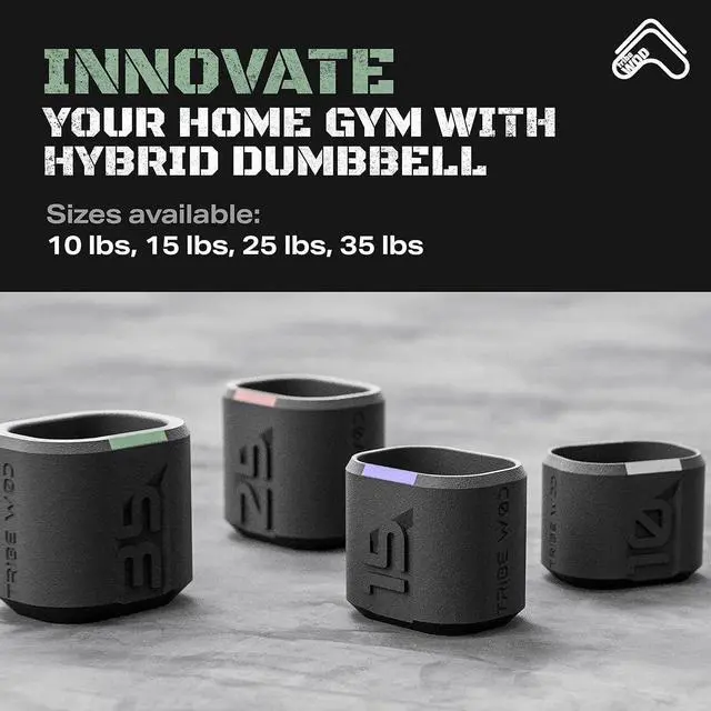 Alt view image 5 of 7 - Tribe WOD Dark Elf Hybrid Dumbells 10-35lb - Cross Training Workout Equipment for Muscle Building and Mobility, Cardio Fitness, Weights for Women & Men (Pack of 1)