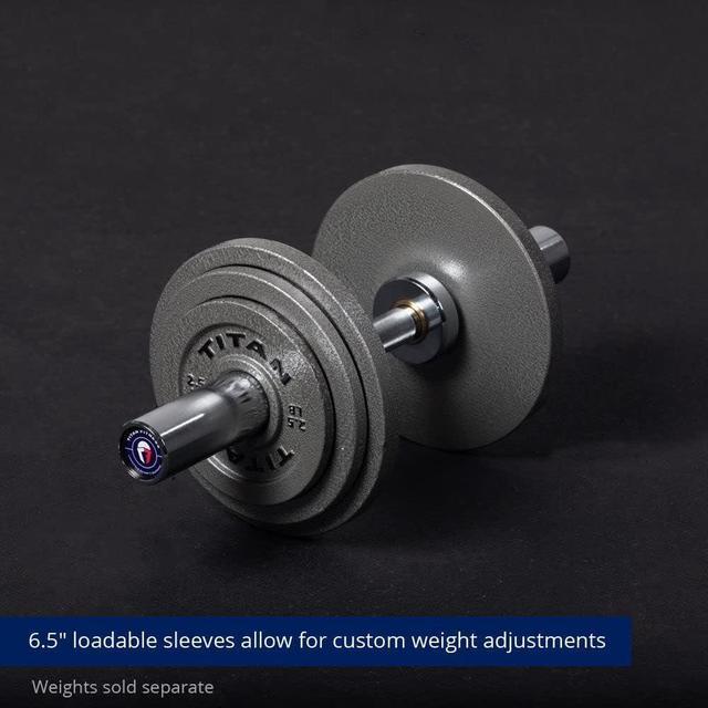 Alt view image 5 of 7 - Titan Fitness Pair 20in Loadable Olympic Dumbbell Bars, 400 LB Capacity Each, Knurled Handles for Home Gym Strength Training