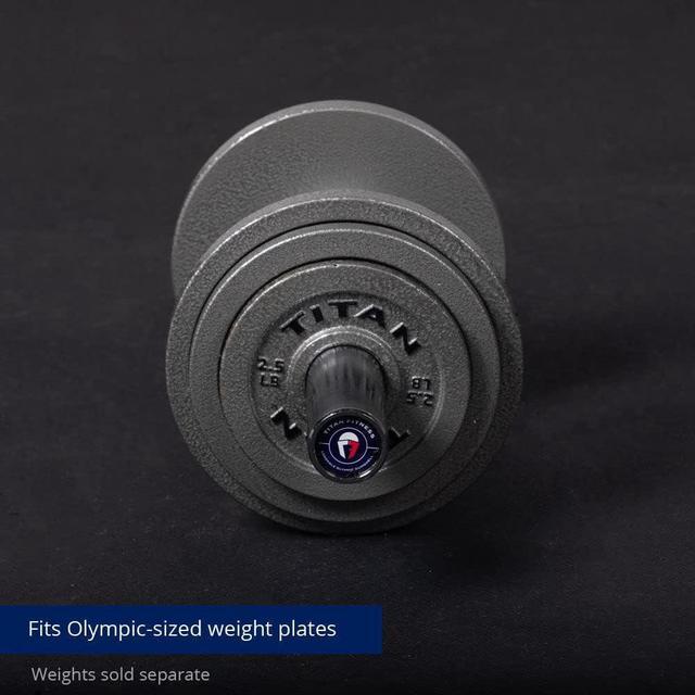 Alt view image 6 of 7 - Titan Fitness Pair 20in Loadable Olympic Dumbbell Bars, 400 LB Capacity Each, Knurled Handles for Home Gym Strength Training