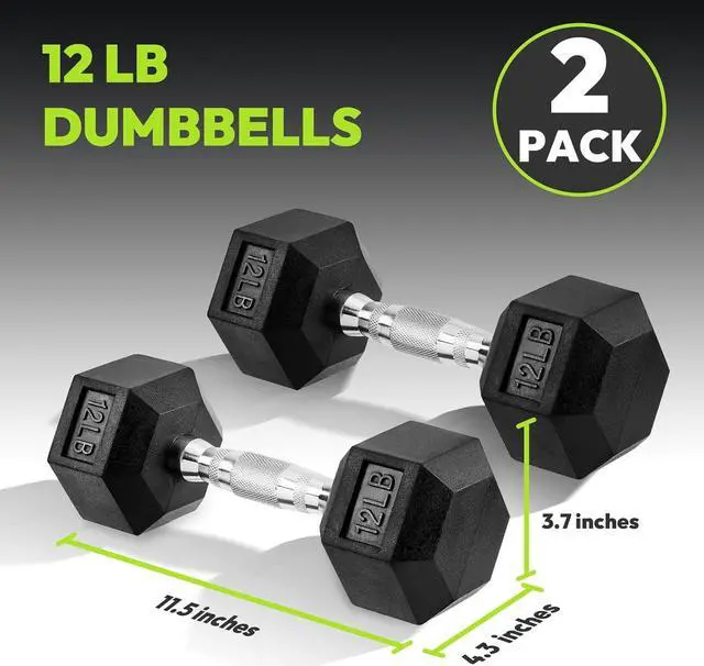 Alt view image 2 of 7 - Hex Dumbbell Set, 3-50 lb Rubber Encased Exercise & Fitness Dumbbells, Weights Dumbbells Set of 2, Hand Weight for Strength Training (Single, Pair, Set)
