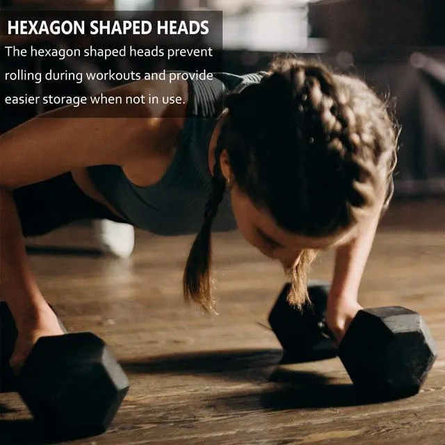 Alt view image 6 of 7 - Dumbbells Set of 2 Hex Rubber Encased Dumbbells, Weights Dumbbells Set with Metal Handle for Exercise and Fitness (8 lb, Pair)