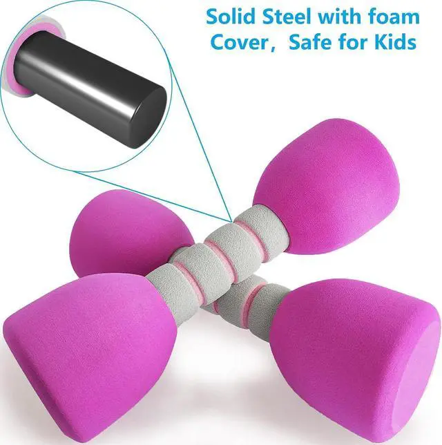 Alt view image 3 of 6 - Kids Weight Set - A Pair of 2 Dumbbells for Toddler Childrens Exercise - Foam Dumbbell 1.5lbs Weights Workout Equipment