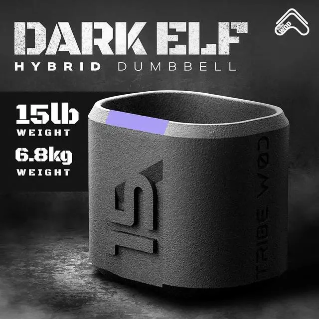 Alt view image 2 of 7 - Tribe WOD Dark Elf Hybrid Dumbells 10-35lb - Cross Training Workout Equipment for Muscle Building and Mobility, Cardio Fitness, Weights for Women & Men (Pack of 1)
