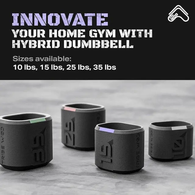 Alt view image 5 of 7 - Tribe WOD Dark Elf Hybrid Dumbells 10-35lb - Cross Training Workout Equipment for Muscle Building and Mobility, Cardio Fitness, Weights for Women & Men (Pack of 1)