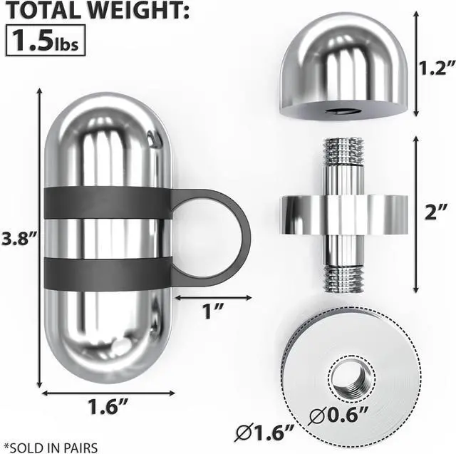 Alt view image 3 of 5 - Synergee Cardio Hand Weights. Steel Hand Weights Dumbbell Set with Anti-Slip Silicone Finger Loop for Workout, Fitness, Training for Men and Women. Sold in Pairs. Available in 1lb, 1.5lb and 2lb Sets