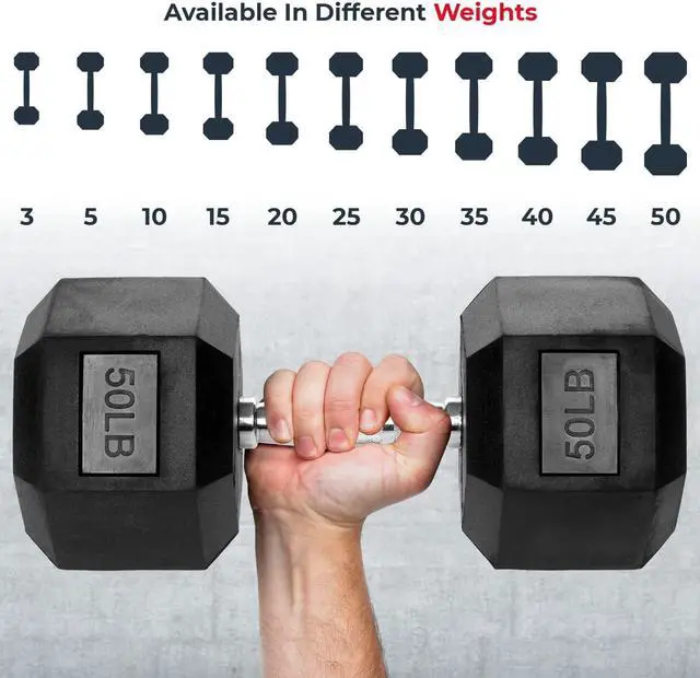 Alt view image 4 of 7 - Hex Dumbbells - Heavy Duty PVC Coated Weights, Chrome-Plated Knurled Handles - Workout, Exercise, Lifting, Body Building Home Gym Training Gear - 3 Lb to 50Lb Options - Sold in Pairs