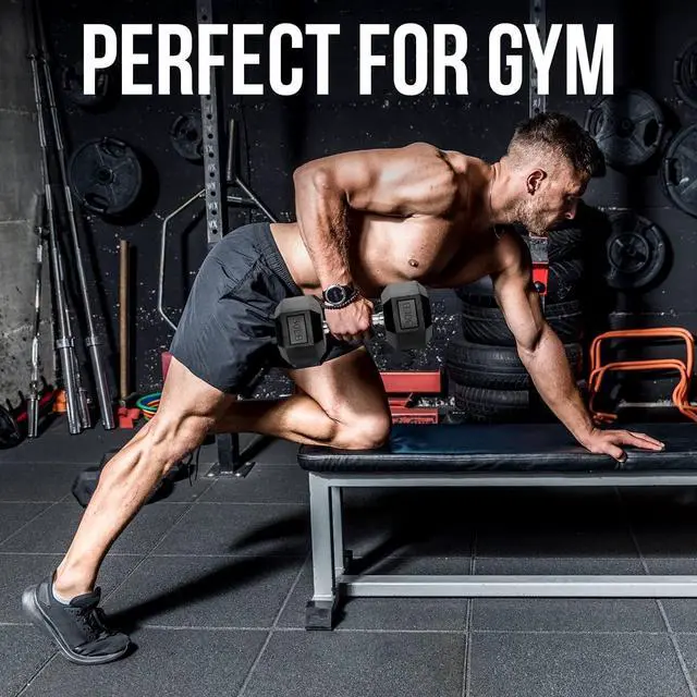 Alt view image 5 of 7 - Hex Dumbbells - Heavy Duty PVC Coated Weights, Chrome-Plated Knurled Handles - Workout, Exercise, Lifting, Body Building Home Gym Training Gear - 3 Lb to 50Lb Options - Sold in Pairs