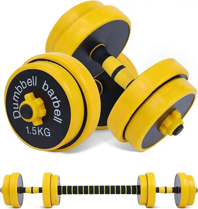 Main image of Fuxion 22LB Adjustable Free 2-in-1 Set, Non-Slip Neoprene, Purpose, Home, Gym, Office | | Hand weights, Barbell 22 LB or 11 LB Dumbbell Pair, Yellow, grey, black