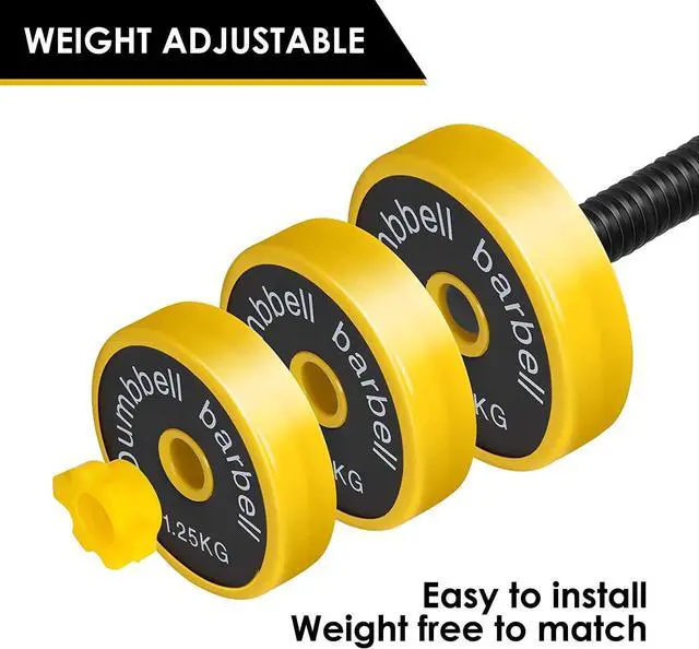 Alt view image 5 of 7 - Fuxion 22LB Adjustable Free 2-in-1 Set, Non-Slip Neoprene, Purpose, Home, Gym, Office | | Hand weights, Barbell 22 LB or 11 LB Dumbbell Pair, Yellow, grey, black