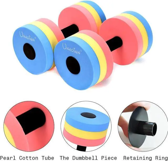 Alt view image 5 of 7 - UNAOIWN Water Weights for Pool Exercise 2Pcs Water Dumbbells Water Aerobics Pool Barbells Lightweight Resistance Aquatic Dumbbell for Swimming