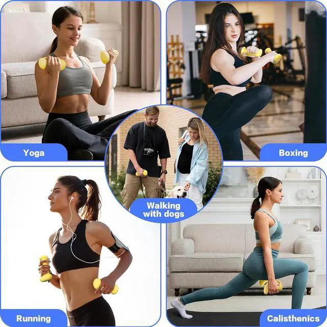 Alt view image 4 of 7 - Ergonomic Ear Dumbbells Weights-Neoprene Dumbbells Hand Weights Set for Pilates, Yoga, Strength Training, Jogging, Home Gym Workout for Women, Men(3 LBS / 4 LBS / 5 LBS/6 LBS/7 LBS/8 LBS)