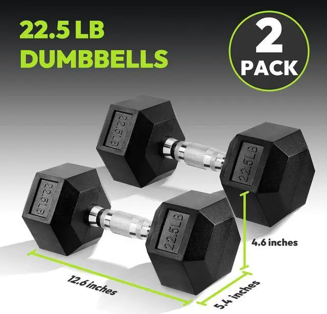 Alt view image 2 of 7 - Hex Dumbbell Set, 3-50 lb Rubber Encased Exercise & Fitness Dumbbells, Weights Dumbbells Set of 2, Hand Weight for Strength Training (Single, Pair, Set)