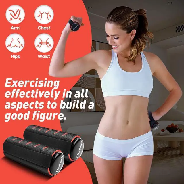 Alt view image 4 of 7 - Hand Weights for Walking, 2.2 lbs Dumbbells Set of 2 with Anti-Slip Foam Padding, Soft Grip Jogging Handweights for Fitness Training, Cardio Dumbbells 1kg/2.2lbs each
