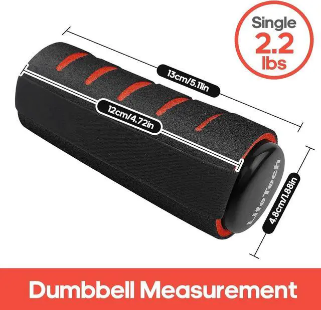 Alt view image 5 of 7 - Hand Weights for Walking, 2.2 lbs Dumbbells Set of 2 with Anti-Slip Foam Padding, Soft Grip Jogging Handweights for Fitness Training, Cardio Dumbbells 1kg/2.2lbs each