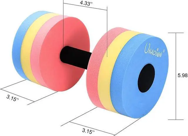 Alt view image 2 of 7 - UNAOIWN Water Weights for Pool Exercise 2Pcs Water Dumbbells Water Aerobics Pool Barbells Lightweight Resistance Aquatic Dumbbell for Swimming