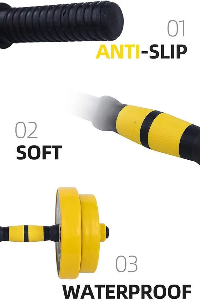 Alt view image 6 of 7 - Fuxion 22LB Adjustable Free 2-in-1 Set, Non-Slip Neoprene, Purpose, Home, Gym, Office | | Hand weights, Barbell 22 LB or 11 LB Dumbbell Pair, Yellow, grey, black