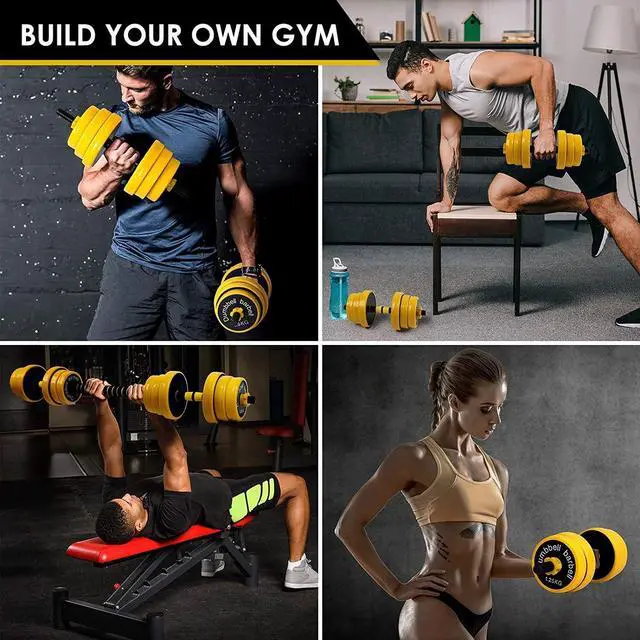 Alt view image 7 of 7 - Fuxion 22LB Adjustable Free 2-in-1 Set, Non-Slip Neoprene, Purpose, Home, Gym, Office | | Hand weights, Barbell 22 LB or 11 LB Dumbbell Pair, Yellow, grey, black