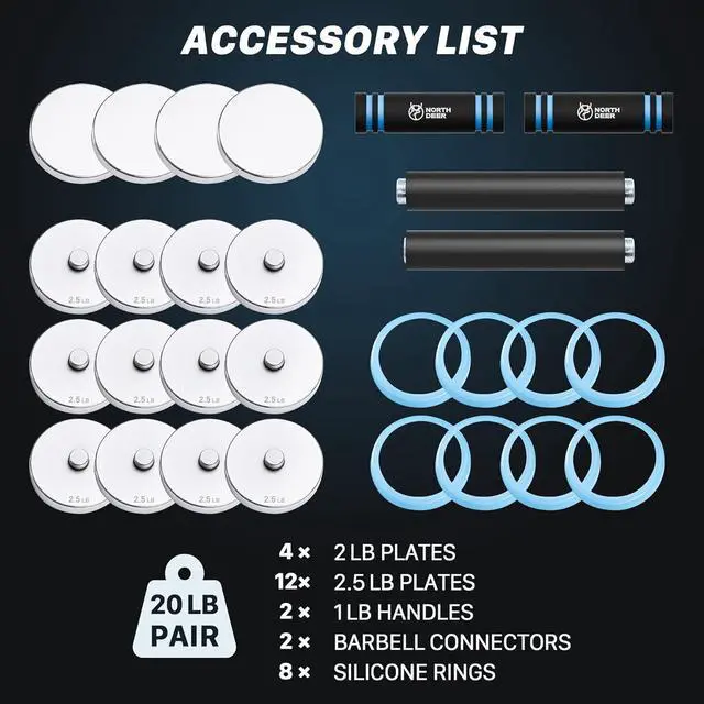 Alt view image 3 of 7 - Northdeer V2.0 Upgraded Adjustable Steel Dumbbells 40LB / 60LB - 2 in 1 Dumbbell Barbell Set for Home Gym Workout - Compatible with V1.0 Dumbbells