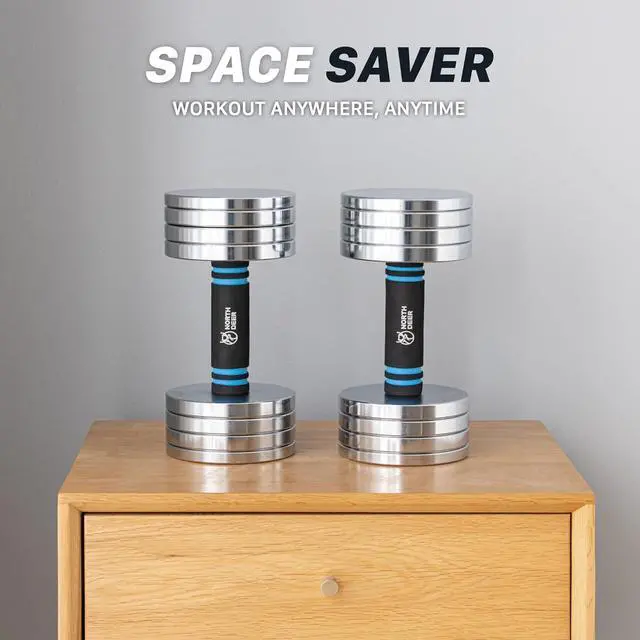 Alt view image 7 of 7 - Northdeer V2.0 Upgraded Adjustable Steel Dumbbells 40LB / 60LB - 2 in 1 Dumbbell Barbell Set for Home Gym Workout - Compatible with V1.0 Dumbbells