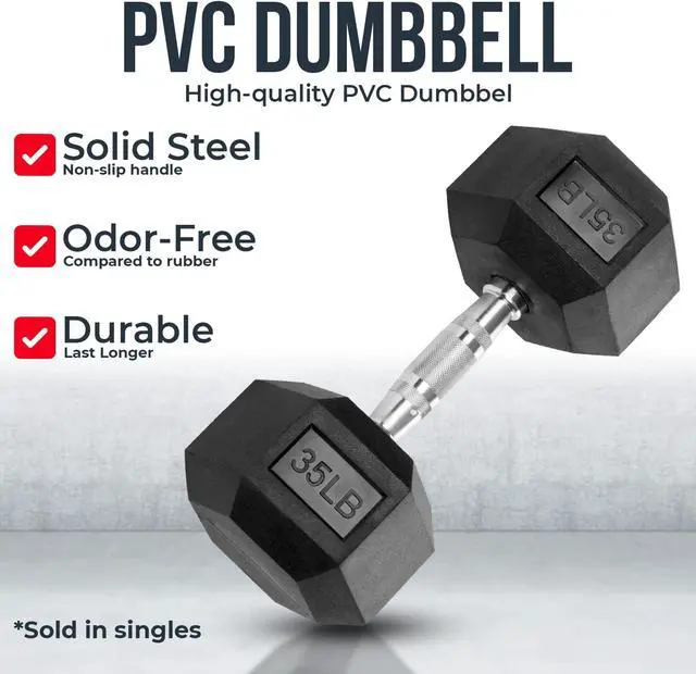 Alt view image 2 of 6 - Iron Crush Hex Dumbbells - PVC Coated Weights, Chrome-Plated Knurled Handles, Fixed Hexagon Dumbbell - Workout, Exercise, Body Building Home Gym Training Gear - 3 Lb to 50Lb - Sold in Singles