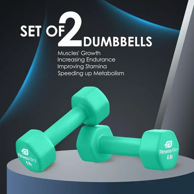 Alt view image 2 of 7 - Neoprene Coated Workout Dumbbells set of 2  Anti Roll, Non Slip with Smooth Grip Fitness & Exercise Dumbbells  Hexagon Shaped Hand Weights for Women & Men  Best Choice for Gyms & home use