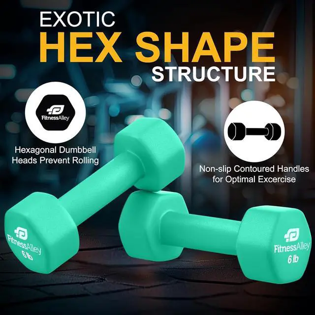 Alt view image 5 of 7 - Neoprene Coated Workout Dumbbells set of 2  Anti Roll, Non Slip with Smooth Grip Fitness & Exercise Dumbbells  Hexagon Shaped Hand Weights for Women & Men  Best Choice for Gyms & home use