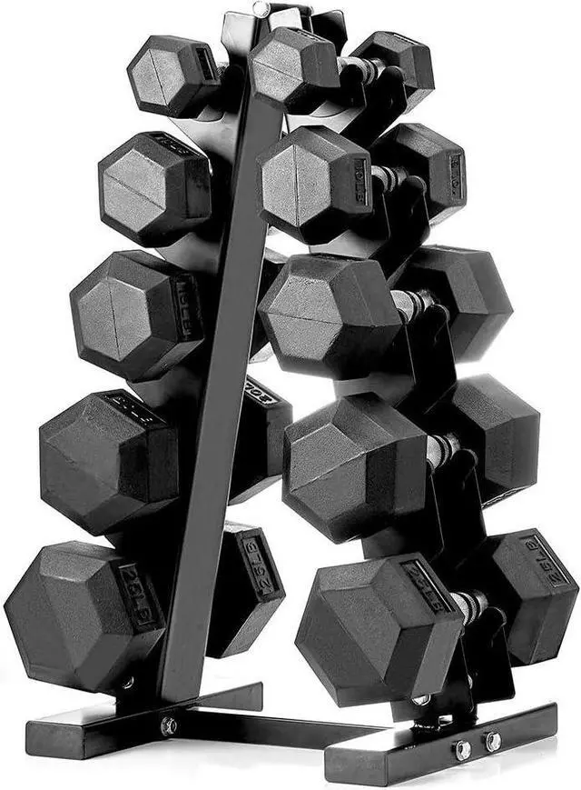 Main image of papababe Dumbbell Set Rubber Encased Hex Dumbbell Free Weights Dumbbells Set Home Weight Set with Rack