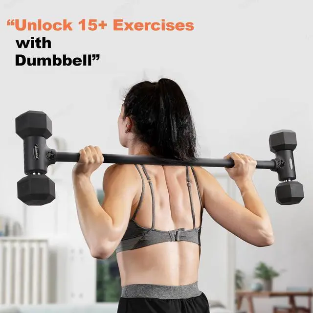 Alt view image 2 of 7 - Dumbbell to Barbell Converter, Transform Dumbbells to Barbell Bar, Dumbbell Barbell Converter for Home Gym, Adjustable to 200 lb Capacity