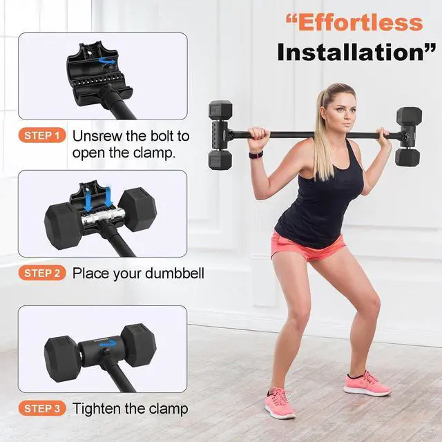Alt view image 3 of 7 - Dumbbell to Barbell Converter, Transform Dumbbells to Barbell Bar, Dumbbell Barbell Converter for Home Gym, Adjustable to 200 lb Capacity