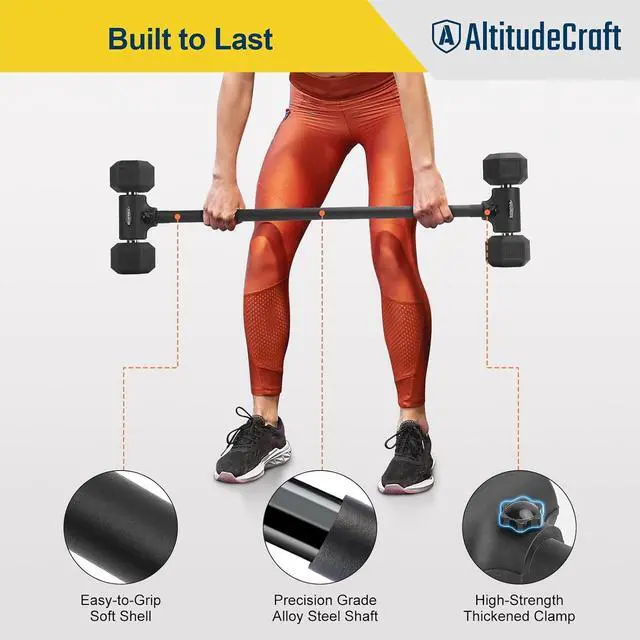 Alt view image 5 of 7 - Dumbbell to Barbell Converter, Transform Dumbbells to Barbell Bar, Dumbbell Barbell Converter for Home Gym, Adjustable to 200 lb Capacity