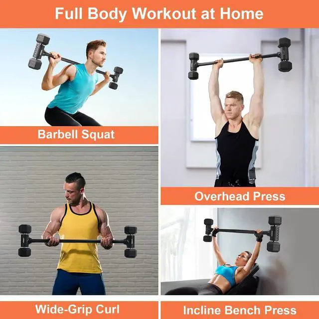 Alt view image 7 of 7 - Dumbbell to Barbell Converter, Transform Dumbbells to Barbell Bar, Dumbbell Barbell Converter for Home Gym, Adjustable to 200 lb Capacity