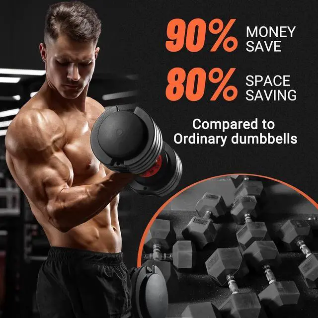 Alt view image 3 of 6 - 25/55 lbs Pair Adjustable Dumbbell Set, Adjust Dumbbell Weight for Exercises Pair Dumbbells for Men and Women in Home