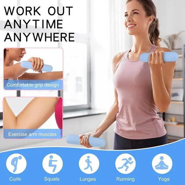 Alt view image 2 of 7 - Dumbbell Hand Weight Bars for Women,3lbs Dumbbells Set of 2 for Walking,Workout,Pilates,Strength Training, Gym,Running,Yoga, Dance, Aerobics, Cardio