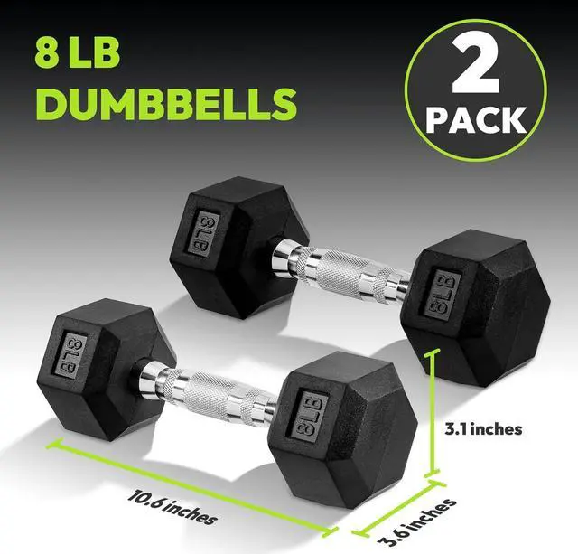 Alt view image 2 of 7 - Hex Dumbbell Set, 3-50 lb Rubber Encased Exercise & Fitness Dumbbells, Weights Dumbbells Set of 2, Hand Weight for Strength Training (Single, Pair, Set)