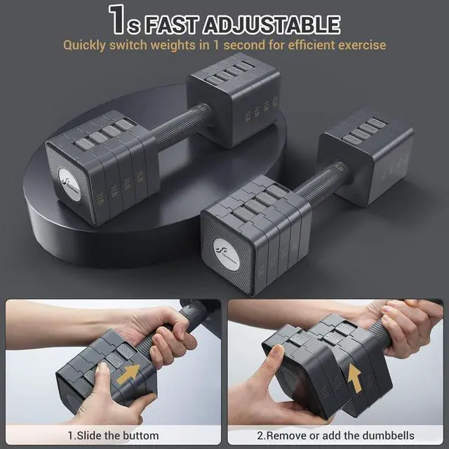 Alt view image 3 of 7 - Adjustable Dumbbells Hand Weights Set: Sportneer 5 in 1 Weight Adjustment 10 LB Dumbbells Set of 2 Free Weights Fast Adjust Dumbbell Weight Set for Women Men Home Gym Exercise Workout Strength