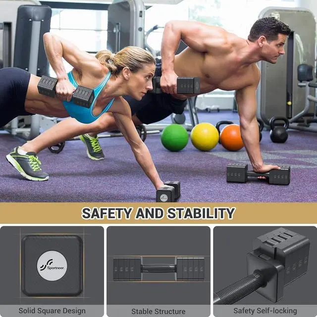 Alt view image 5 of 7 - Adjustable Dumbbells Hand Weights Set: Sportneer 5 in 1 Weight Adjustment 10 LB Dumbbells Set of 2 Free Weights Fast Adjust Dumbbell Weight Set for Women Men Home Gym Exercise Workout Strength