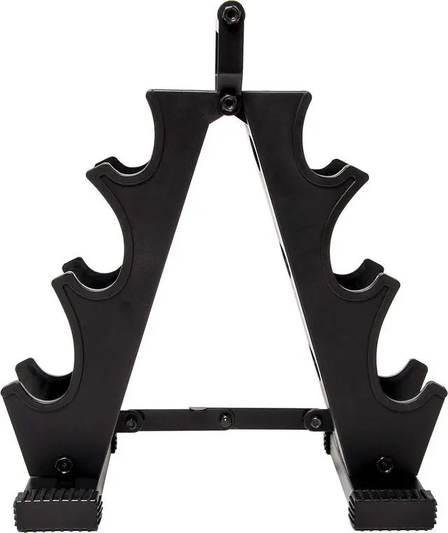 Alt view image 2 of 3 - BalanceFrom Dumbbell Rack Stand, Multi-Tier Weight Rack for Dumbbells & Kettlebells, Heavy Duty Home Gym Storage Rack, Includes 25 lb Dumbbell Pair, Black